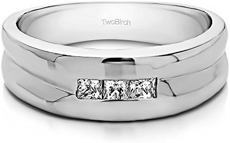 Amazon Twobirch スターリングシルバー プリンセスカット チャネルセット メンズ 結婚指輪 キュービックジルコニア付き 0 33カラット サイズ13 リング 通販