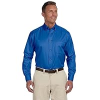 Harriton Mens Long-Sleeve Twill Shirt with Stain-Release M500 -FRENCH BLUE XL