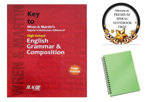 High School English Grammar and Composition Large Format Book in English By Wren and Martin With Ahooza Premium Pocket Spiral Notebook