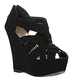 Qupid Women's Finder Open Toe Wedge Sandals