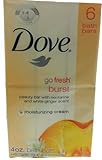 Dove Go Fresh Burst Beauty Bars, Nectarine and White Ginger Scent, 6 Pack