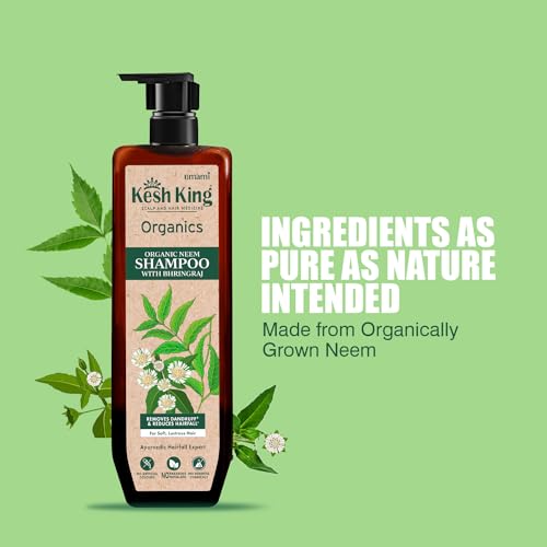 KESH KING ORGANIC NEEM SHAMPOO | AYURVEDIC HAIR CLEANSER WITH BHRINGRAJ | REFRESHES SCALP | REDUCE DANDRUFF & HAIRFALL | PROVIDES SOFT, LUSTROUS HAIR | 10.14 FL OZ/300ML