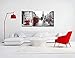 NAN Wind Modern London Wall Art Painting Red Bus on London Street Black White Wall Art Union Jack Wall Decor Paintings on Canvas Stretched Framed Ready to Hang Home Decor