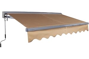 ADVANING Classic Series 13'X10' Manual Retractable Awning, 100% Acrylic UV+ Sun Shade Canopy, Canvas Umber (Solid), MA1310-A208H