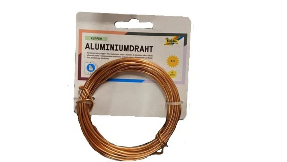 folia 79644 2 mm x 5 m Aluminium Wire Craft Wire in Copper, Very Easy to Mould, for Crafts and Decoration