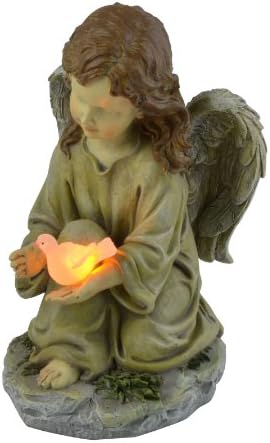 Moonrays 91338 Solar Powered Angel with Glowing Dove Statue LED Light