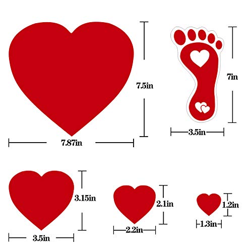 Tifeson 98 PCS Valentine's Day Heart Floor Stickers Decoration for Home Office - Heart Footprints Decals for Wall, Window - Valentines Party Decorations, Wedding, Anniversary Decor - Thumbnail 5