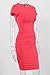 Missufe Women's Ruched Casual Sundress Knee Length Bodycon Sheath Dress (Watermelon Red, Large)