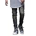 Feinste Men's Slim Fit Distressed Denim Biker Jeans (32W, Blue)
