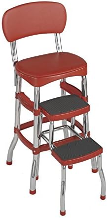 Cosco Retro Counter Chair/Step Stool, Red (2)