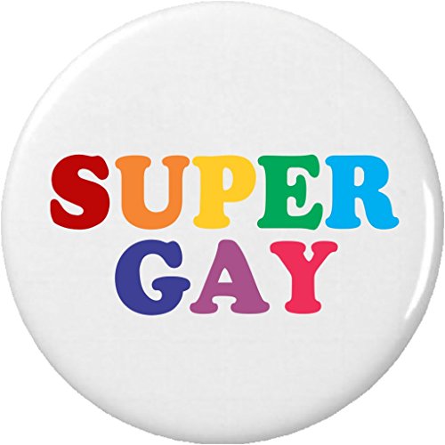 SUPER GAY Rainbow Colorful 1.25â€ Pinback Button Pin