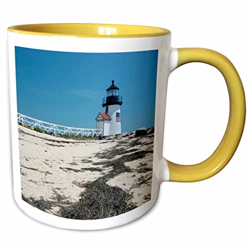 3dRose USA, Massachusetts, Nantucket. Beach, Brant Point lighthouse. 11oz Two-T…