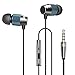 High Quality Ear Buds In Ear Headphones With Mic Wired Earphones Remote Bass Stereo Noise isolating Dual Diaphragm Transducer For All Cell phones Android iOS With 3.5MM Jack(Blue and Black)