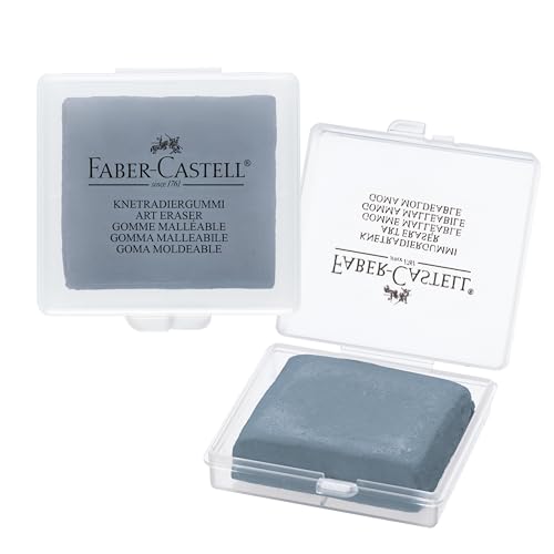 Faber-Castell Kneadable Eraser for Artists in Storage Case - Absorbent Kneaded Erasers, Art Eraser 1 Pack, Grey