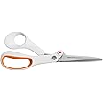Fiskars Amplify Razor Edge, All Purpose Scissors, Length: 21 cm, Stainless Steel Blade/Plastic Handles, White/Orange, 1005223