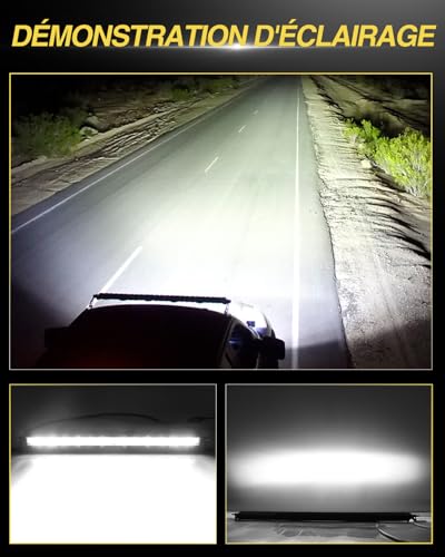 CO LIGHT 44 Inch LED Bar 112cm Single Row Combo Beam for Off-Road Driving with Mounting Brackets and 6D Reflectors Suitable for Trucks, Cars, Cabs, Boats, ATV/UTV