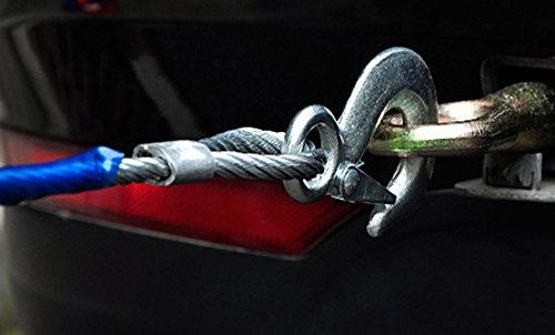 TopGreen 4M 5 Tons Steel Wire Tow Cable Tow Strap Towing Rope with Hooks for Heavy Duty Car Emergency - Thumbnail 5