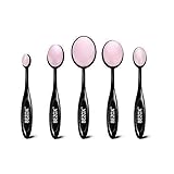 Silicone Makeup Sponge, 5 Pcs Beauty Tool Soft Silicone Puffs Oval Toothbrush Foundation Concealer Blending Cosmetic Brushes Makeup Brush Set (Pink)