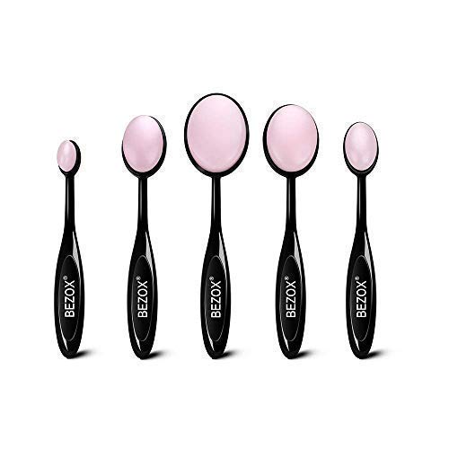 Silicone Makeup Sponge, 5 Pcs Beauty Tool Soft Silicone Puffs Oval Toothbrush Foundation Concealer Blending Cosmetic Brushes Makeup Brush Set (Pink)