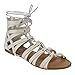 ANNA BRINA-10 Women's Studded Strappy Lace Up Back Zipper Gladiator Flat Sandals