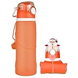 UPmall Water Bottle Silicone Leak Proof Collapsible Sports Water Bottle 26floz BPA Free Drinking Water Kettle for Outdoor Hiking Camping Running Traveling ( Orange )