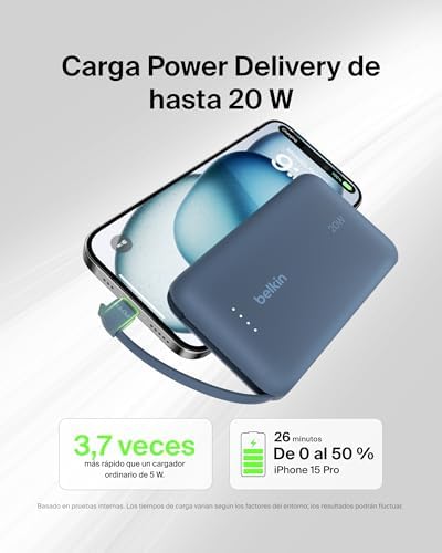 BoostCharge 10000 mAh Bateria Externa com Cabo USB-C - Azul