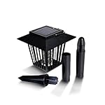 Solar Powered Zapper ~ Enhanced Outdoor Flying Insect Killer ~ Hang or Stake in the Ground ~ Cordless Garden Lamp ~ Portable LED Machine ~ Best Stinger for Mosquitoes/ Moths/ Flies (Black) ~ Pack of 4