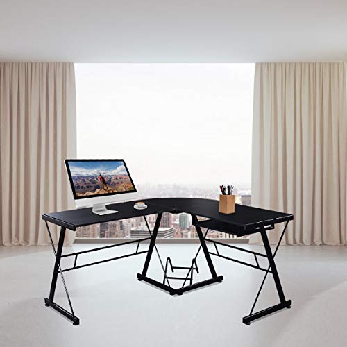 totoshopdesk L-Shape Corner Computer Gaming Desk Workstation Wood Steel Laptop W/CPU Stand - Thumbnail 2