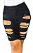 Ermonn Womens High Waist Washed Distressed Stretchy Denim Bermuda Shorts Jeans Plus Size