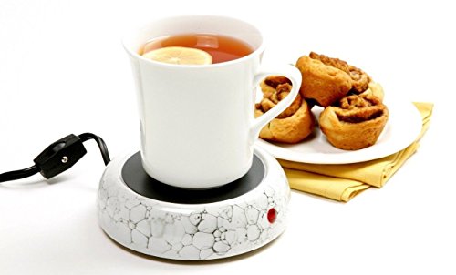 Norpro 5569 Ceramic Electric Coffee Tea Water Soup Cup Warmer Gray and white