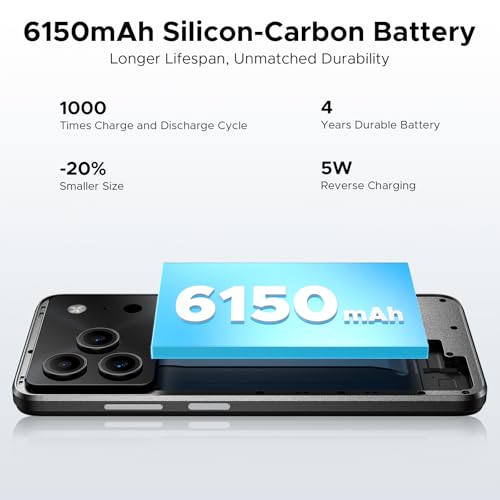 DOOGEESmart Note 56 Mobile Phones, Android 16 Smart Phone, 6150mAh, 8.45mm, 6.56"" HD+ 90Hz, 24GB + 64GB/2TB Android Phones, Dual SIM Unlocked Mobile Phone, Face ID, GPS, OTG, FM