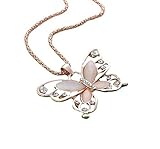 Fashion Women Rose Gold Opal Butterfly Charm Pendant Long Chain Necklace Jewelry by Thimmei