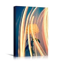 Canvas Wall Art Orange Light Art II Abstract Abstract Colorful Hallway Industrial Lights Mixed Media Multicolor Neon - 12x18 inches