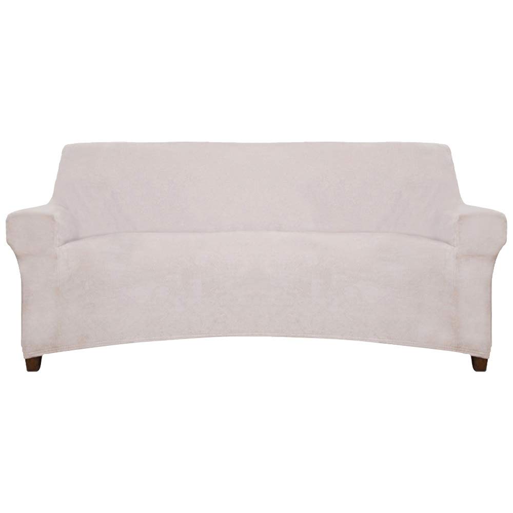 ACOMOPACK Sofa Slipcovers Premium Velvet Stretch, Spandex Beige Sofa Cover with Velvet Plush Fabric for 3 Cushion Couch, High-Stretch 3 Piece Cover Protector and Couch Cover for 3 Cushion Couch
