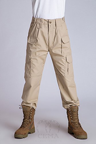 Noga Men's Outdoor Flat Front Work Multi Pockets Quick-Drying Casual Caro Swat Tactical Pants for Spring Summer Autumn (Khaki, 38/XXL)
