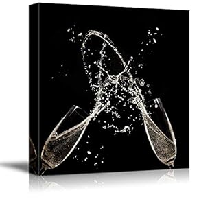 Square Two Glasses with Wine Splash