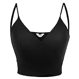 Meaneor Women's Cross Front Crop Top V Neck Floral Print Camisole Strap Tank Top