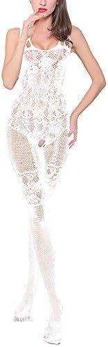 Aomtelove Sexy Women Lingerie Fishnet Floral Crotchless Bodystockings Babydoll Bodysuits