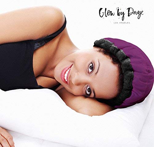 Deep Conditioning Heat Cap- Cordless, Microwavable Heat Cap for Steaming, Heat Therapy for Hair, Microfiber Cotton, Reversible, Flaxseed Interior by Glow by Daye (Purple/Black) - Thumbnail 4
