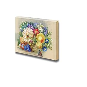 Canvas Prints Wall Art - Flowers and Fruit Floral Art Vintage/Retro Style | Modern Wall Decor/Home Decoration Stretched Gallery Canvas Wrap Giclee Print & Ready to Hang - 12" x 18"