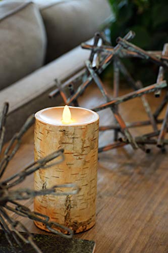Flameless Candles Flickering Flame Effect Real Wax(D 3.5" x H 7"), Real Birch Bark Battery Operated LED Pillar Candles Real Wax with Timer and Remote to Buy Separately - Thumbnail 5