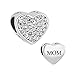 CharmSStory Mom Mother Charm Heart I Love You Simulated Birthstone Synthetic Crystal Beads for Bracelets