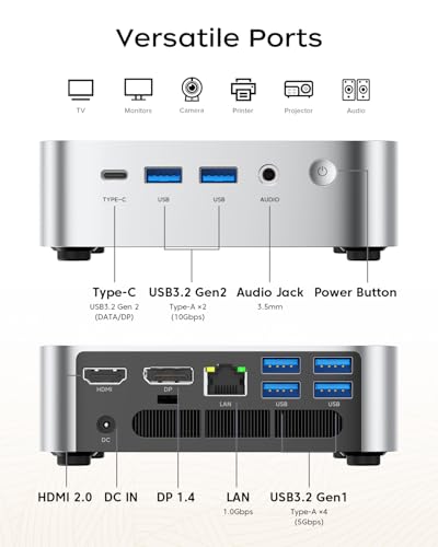 ACEMAGIC K1 Mini PC, Core i5 12600H (12C/16T), 32GB DDR4 1TB SSD Micro Desktop Computer for Office/Home Cinema/Meeting/Business/Trip【Wifi6/Bluetooth5.2/DP+HDMI+USB-C】