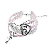Sankuwen 1pc Cyber Monday Promotion, Infinity Love Heart Key Lock Pink Bracelet