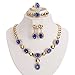 Moochi 18K Gold Plated Blue Beads Necklace Earrings Jewelry Set