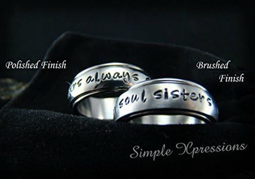 Spinner Ring - Personalized Hand Stamped Spinner Ring with Brushed or Polished Finish