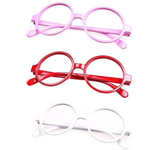 Set of 3 FancyG® Retro Geek Nerd Style Round Shape Glass Frame NO LENSES SET114