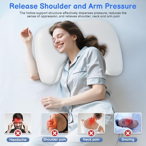 WOAKUSO Side Sleeper Pillow with Arm Holes -arm Pillow Ergonomic for Cervical, Neck, Shoulder & Rotator Cuff Pain Relief - ldeal for Side Sleepers Grey