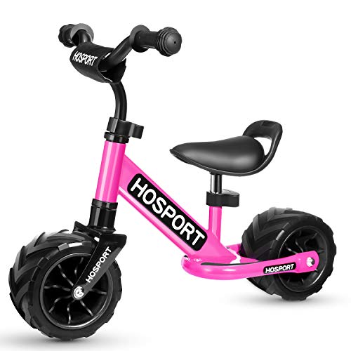 HOSPORT Toddler Balance Bike for Ages 18 Months to 3.5 Years Kids No Pedal Bicycle with Carbon Steel Frame, Adjustable Handlebar and Seat - Safe Riding for First Birthday Gift (Pink)
