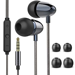 Earphones-Headphones-with-Mic-and-Volume-Control-In-Ear-Headphones-Earphones-Powerful-Bass-Sound-Wired-Earphones-with-Microphone-for-Samsung-and-Most-Smartphones-which-Support-Headphones-35mm-Jack Earphones Noise Isolating In Ear Headphones with Mic